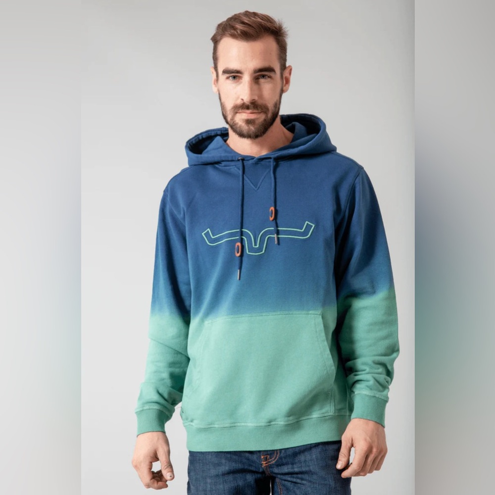 NWT Kimes Ranch Men’s Layton 22 Gradient Blue and Green Hoodie in Beachglass - Picture 5 of 11